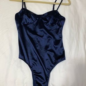 Dark blue silk bodysuit